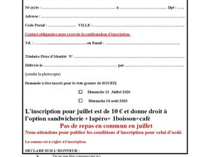 Vide Grenier Dimanche 12 Juillet 2020