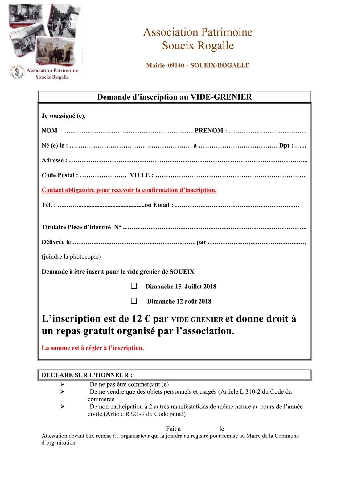 Vide greniers Dimanche 12 Août