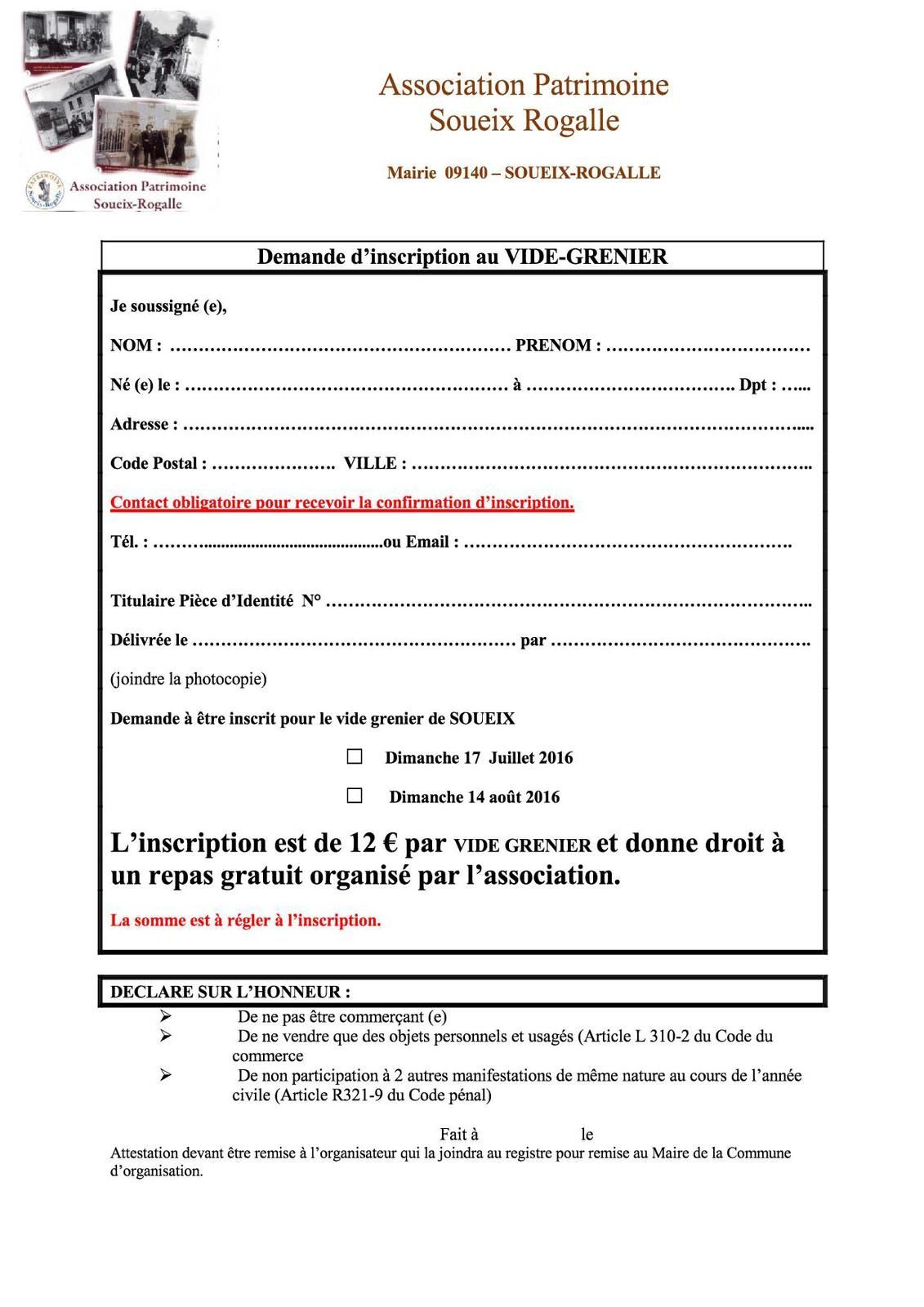 Demande à renvoyer par mail.